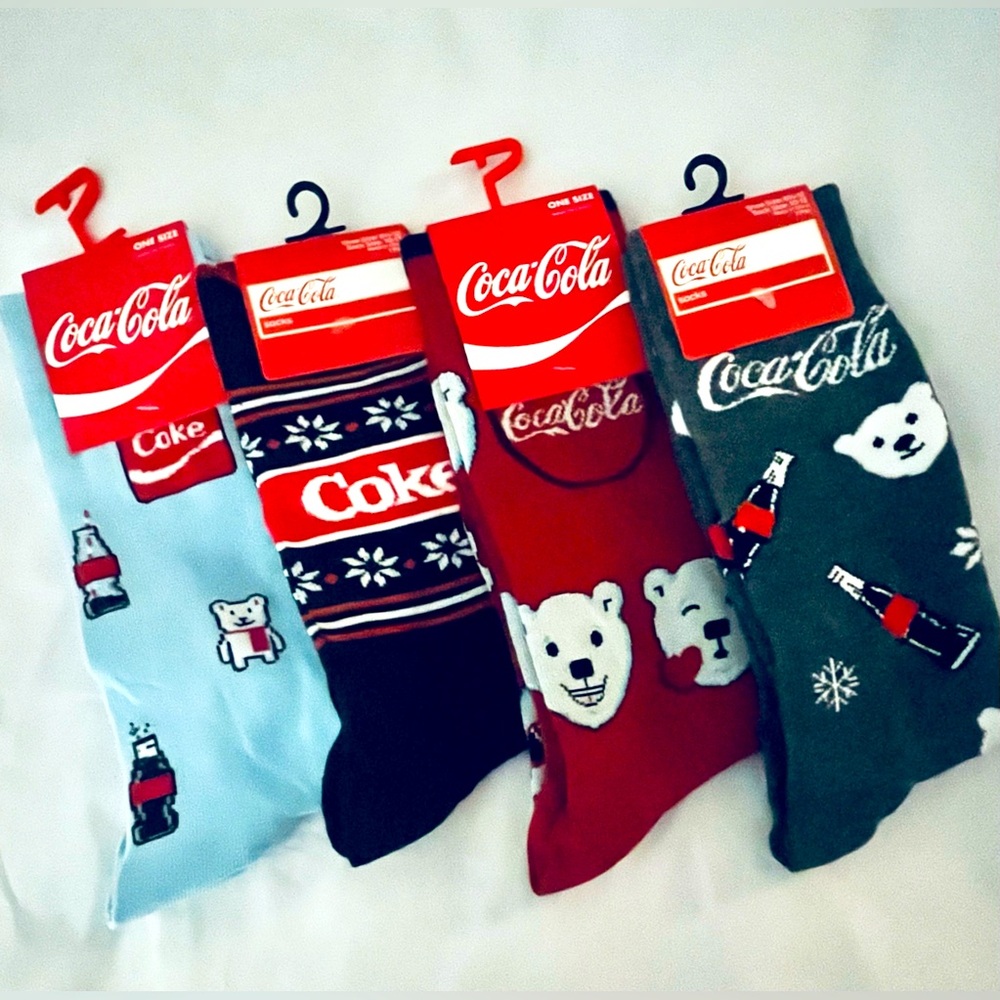 NWT Coca-Cola Crew Socks ~ 4 Pairs